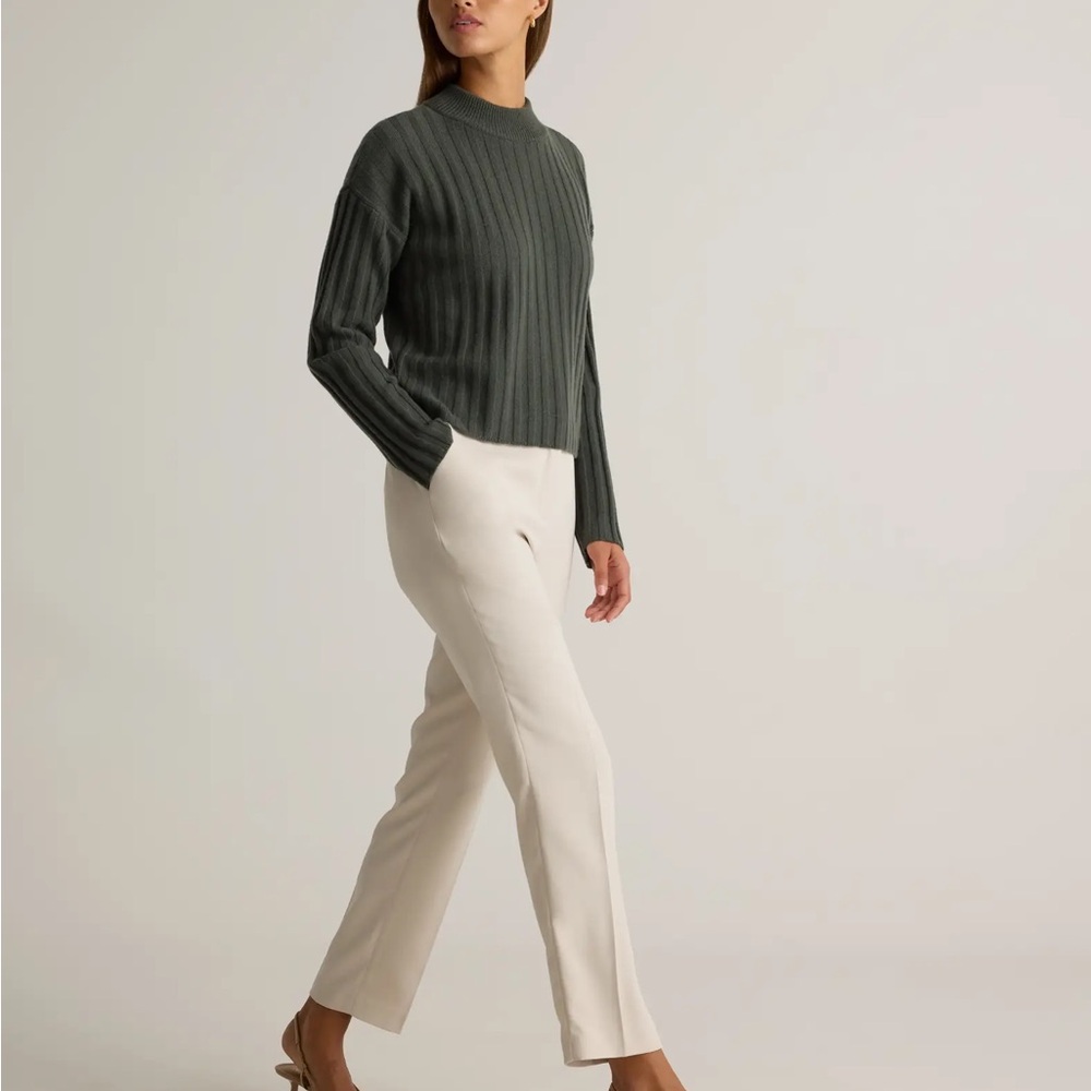 Quince Size 2 Cream Stretch Crepe Ankle Pants